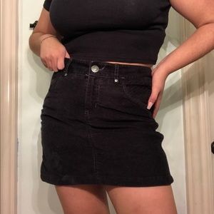 black corduroy mini skirt